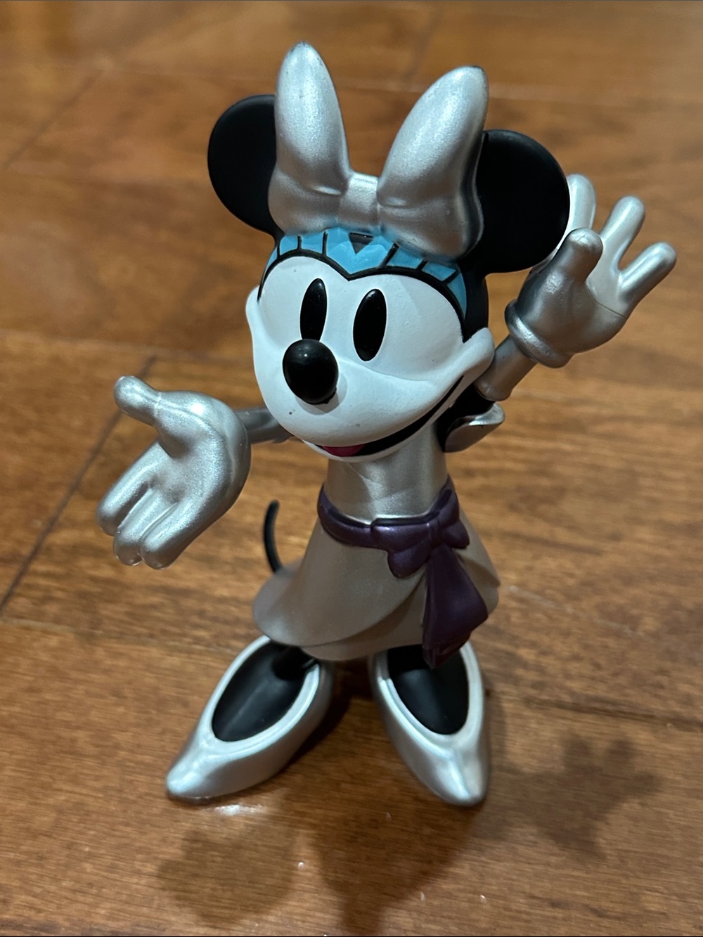 Disney 100 Minnie Mouse Metallic Silver and Black Figure with Purple Accent